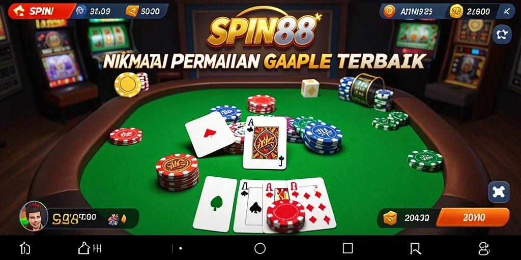 Tampilan gameplay Gaple yang seru dan interaktif di SPIN88.